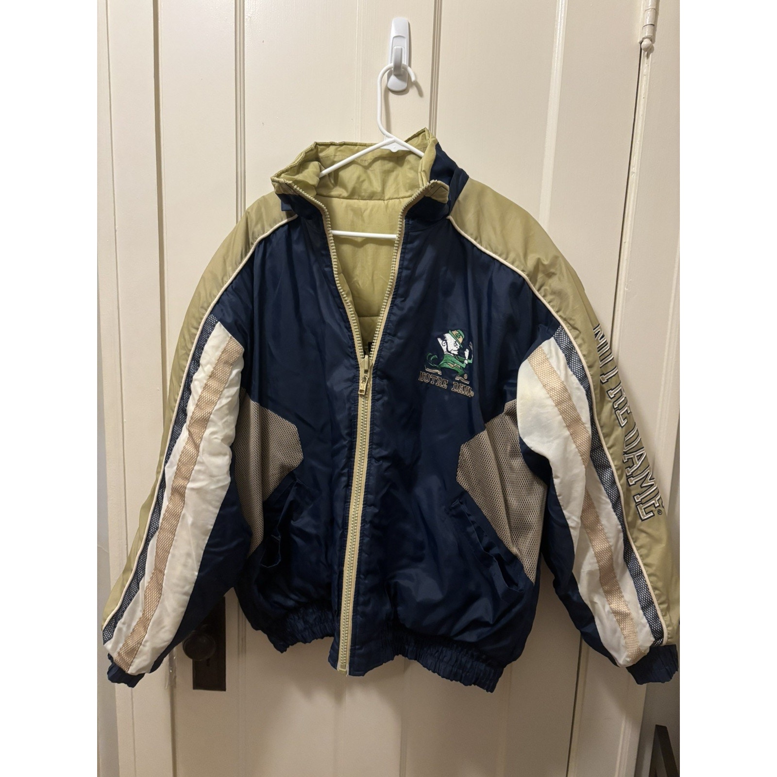 Notre Dame Fighting Irish Vintage Pro Player Reversible Puffer Jacket Size Xl